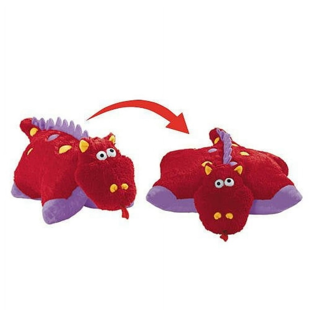 Pillow Pets Pee-Wees Fiery Dragon Plush Red Purple Travel Stuffed Animal 18”x16” - Picture 6 of 10